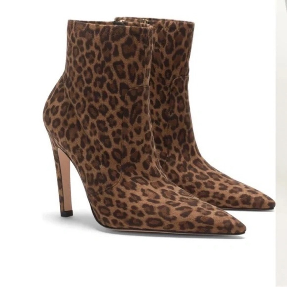 Good American leopard print Icon stiletto animal print pointed toe bootie size 8